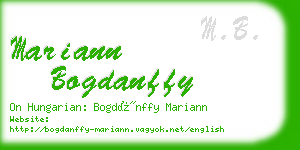 mariann bogdanffy business card